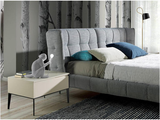 Table de chevet 1 tiroir bois laqué et acier noir Meublori Blanc