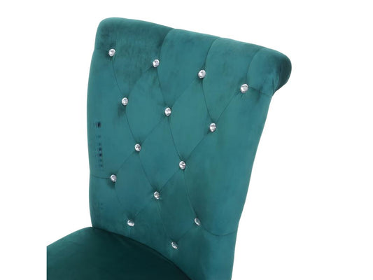 Chaise de salle à manger Meublori-D22 lot de 2 vert foncé pieds dorés