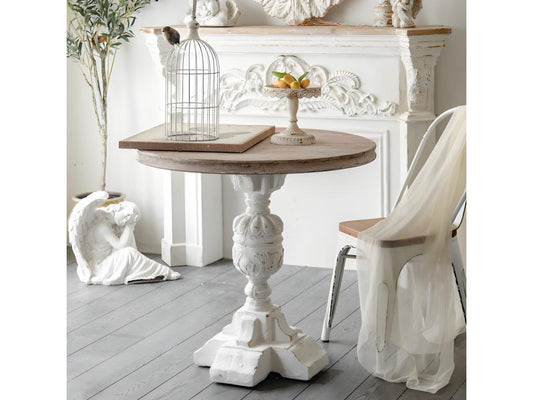 VICTORIA - Table ronde 3 places en bois recyclé blanc PPGQ37327