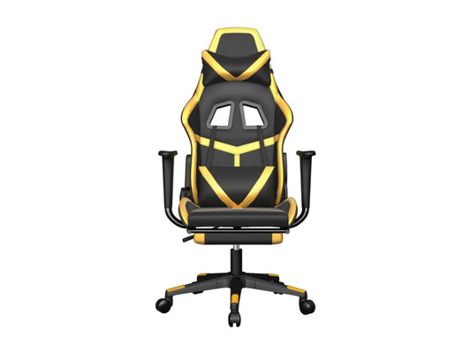 Chaise de jeu de massage avec repose-pied Noir/Doré Similicuir