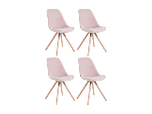 Lot de 4 chaise salle à manger - Velours / Bois - Rose - Meublori
