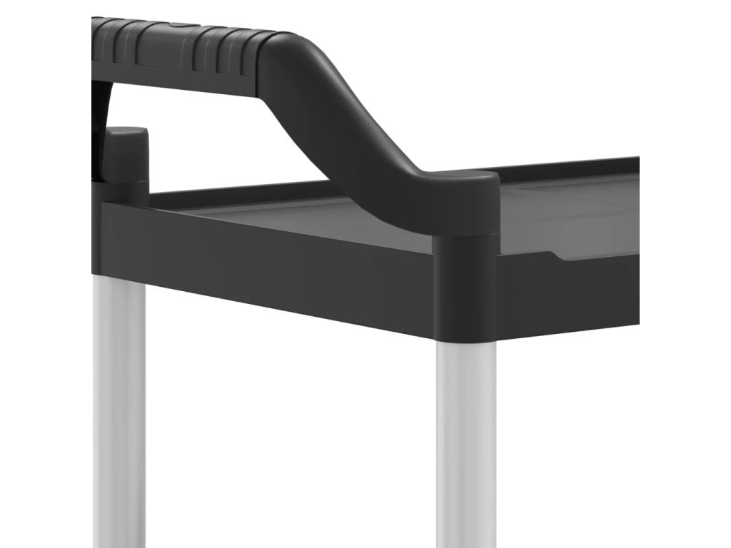 Chariot à 2 niveaux noir 81x41x92 aluminium