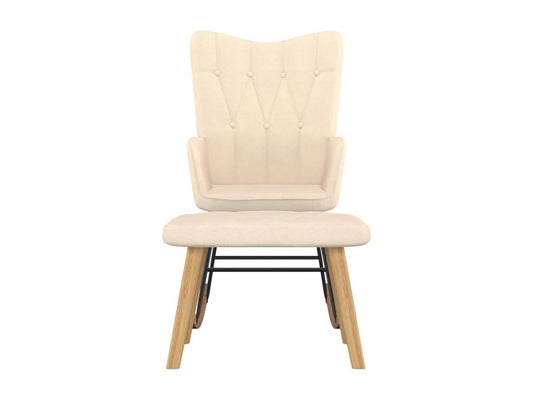 Chaise à bascule avec tabouret Crème Tissu