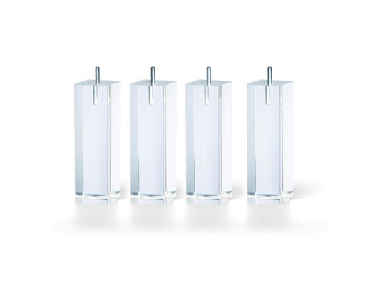 Meublori LITERIE - Jeu de pieds de lit carrés Plexiglas Hauteur 20 cm lot de 4