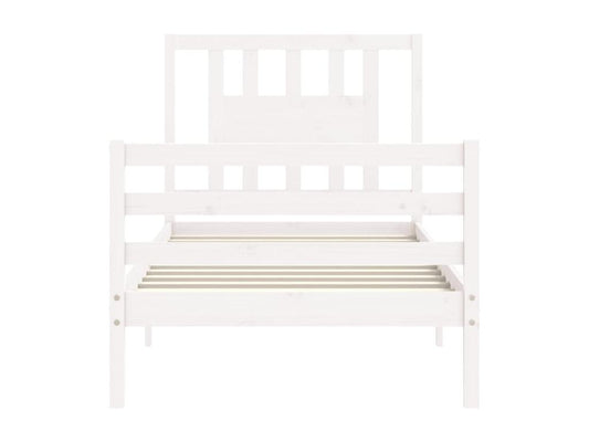 Cadre de lit sans matelas blanc bois massif