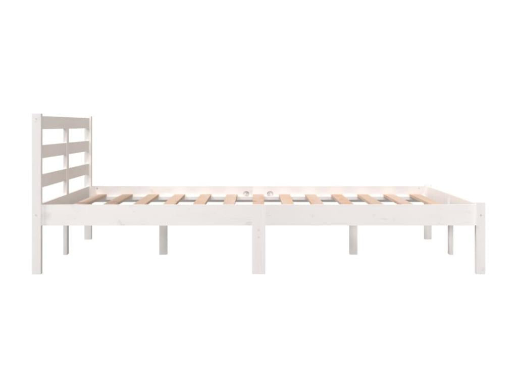 Cadre de lit Bois massif de pin 140x190 cm Blanc