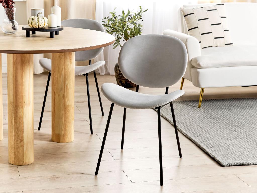 Lot de 2 chaises de salle à manger Meublori Velours Gris clair