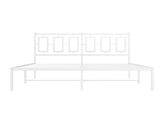 Cadre de lit métal avec tête de lit blanc 183x213 cm
