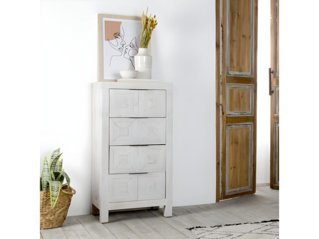 Chiffonnier madera Laviecasa de araucaria blanc 58x114 FOZN95924