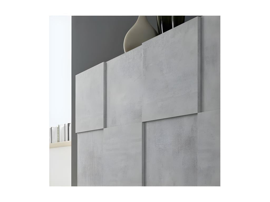 Buffet 2 portes 4 tiroirs Béton ciré clair - Meublori