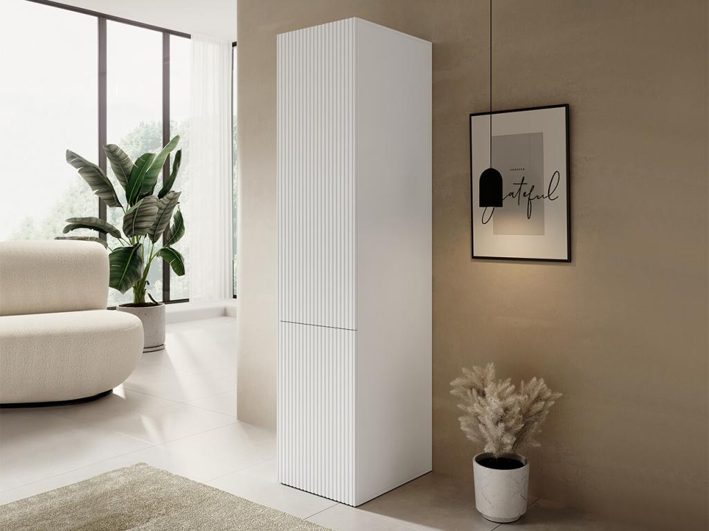 Étagère Meublori 113 Fermé - Avec des portes MDF - Stratifié 199x45x56cm Blanc