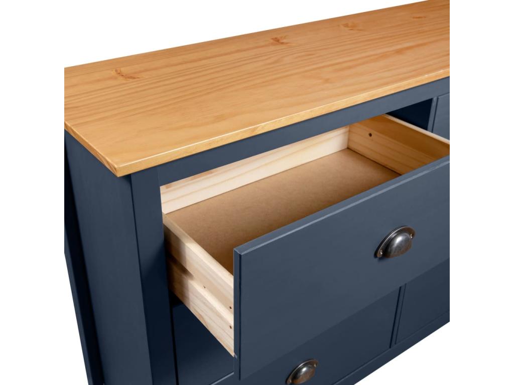 Buffet Meublori Gris 125x40x80 cm Bois de pin solide
