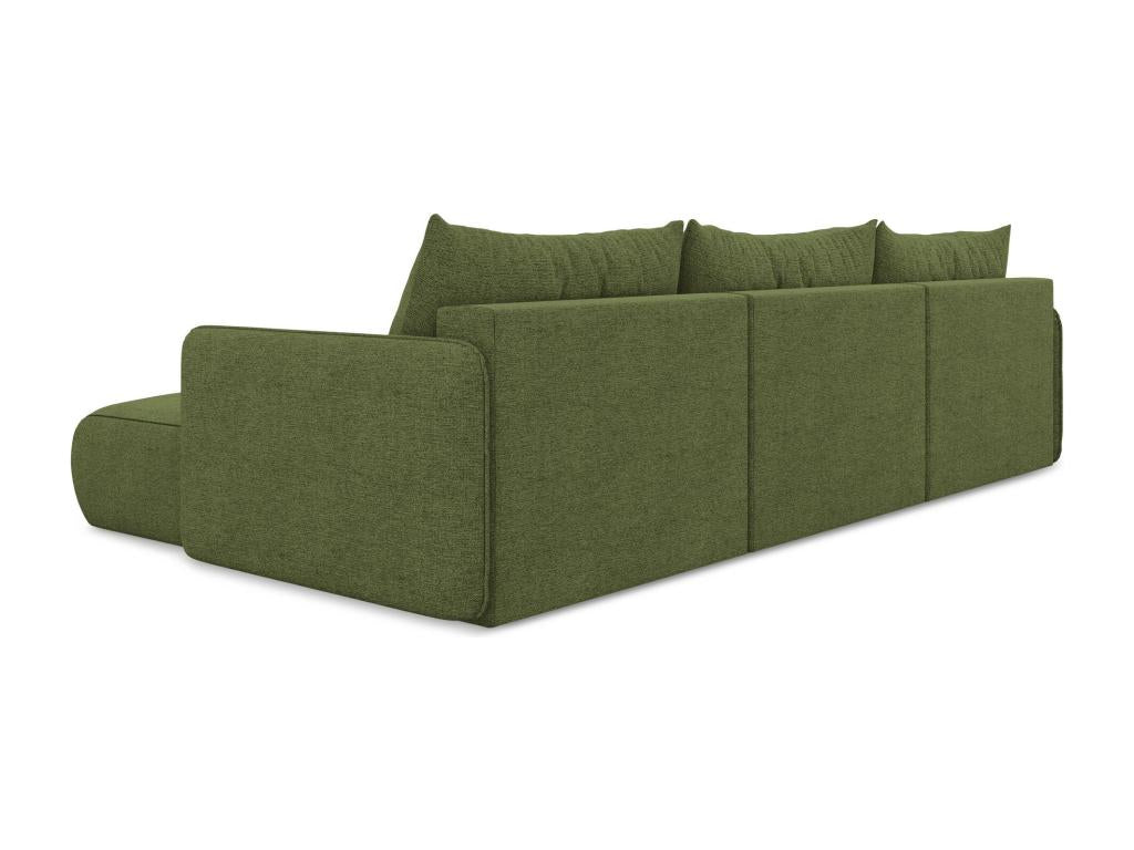 Canapé d'angle panoramique convertible en tissu chenille - bouteille verte - Meublori