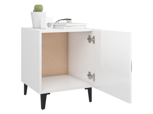 Tables de chevet 2 pcs Blanc brillant Bois d'ingénierie