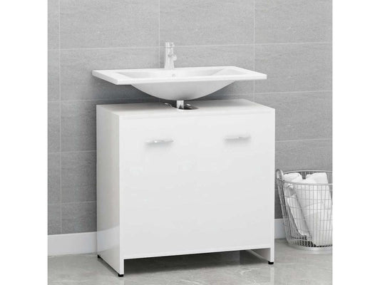 Armoire de salle de bain Blanc brillant Bois d'ingénierie HQPD74987