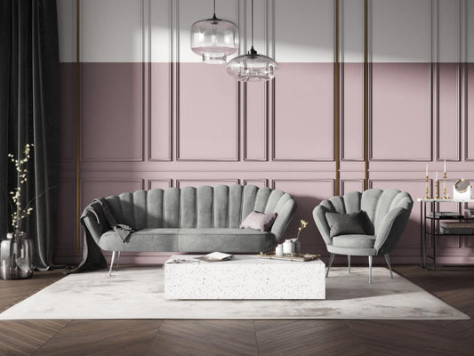 Meublori - Fauteuil Meublori en velours gris foncé - 98x78x76cm