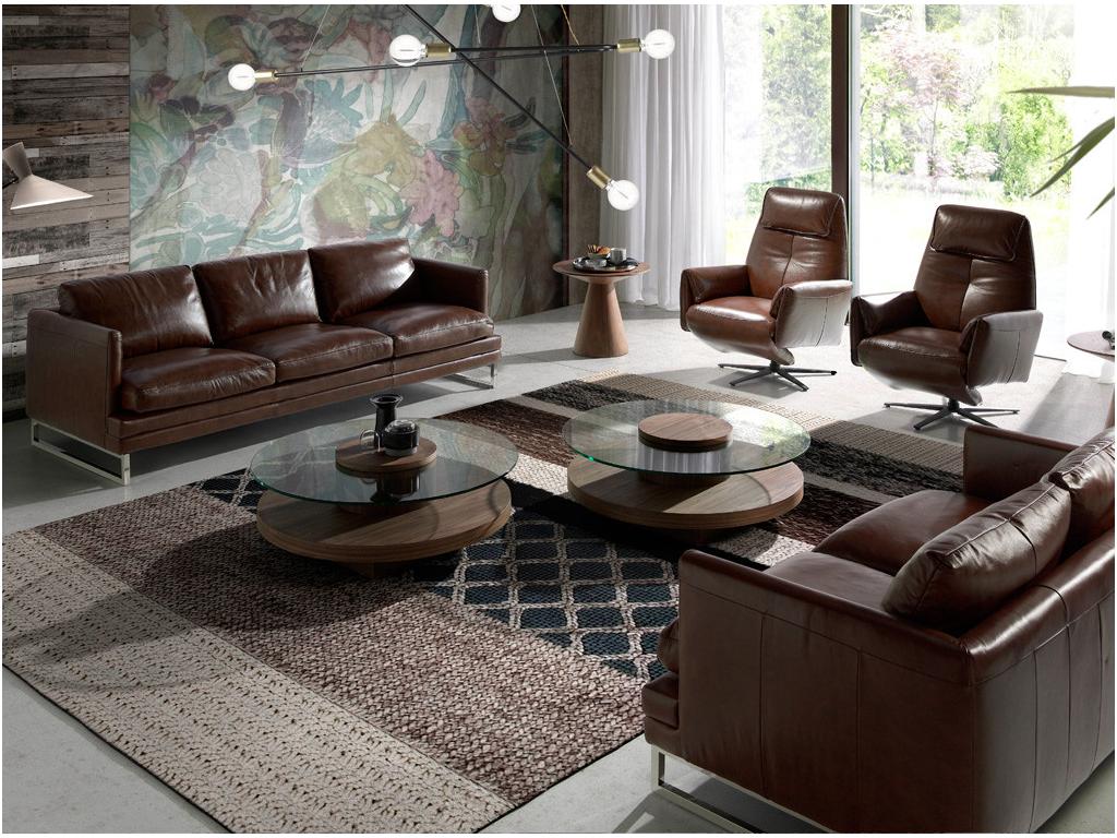 Fauteuil pivotant Laviecasa cuir avec mécanisme du dossier rabattable Laviecasa-Couleur Cuir Piel noir FWMP18663