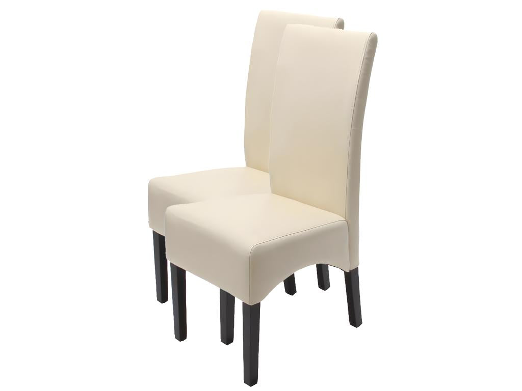 Chaise de salle à manger Meublori lot de 2 couleur crème pieds clairs