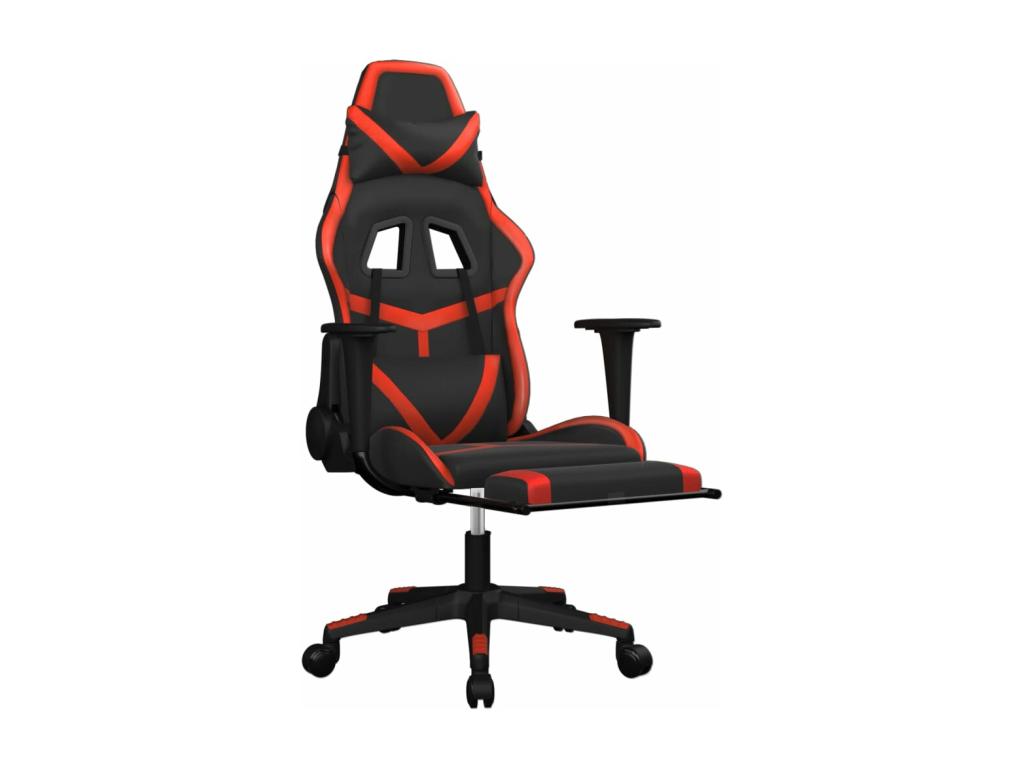 Chaise de jeu de massage avec repose-pied Noir/Rouge Similicuir