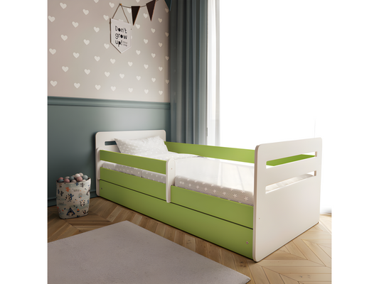 Green Meublori bed with drawer, mattress not included (180/80 cm)