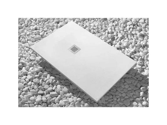 Meublori Slim 85x95 cm white shower tray in synthetic resin and marble powder with free drain