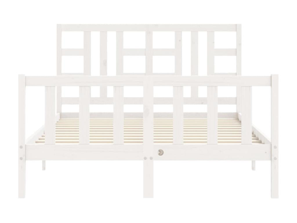Cadre de lit avec tête de lit blanc double bois massif