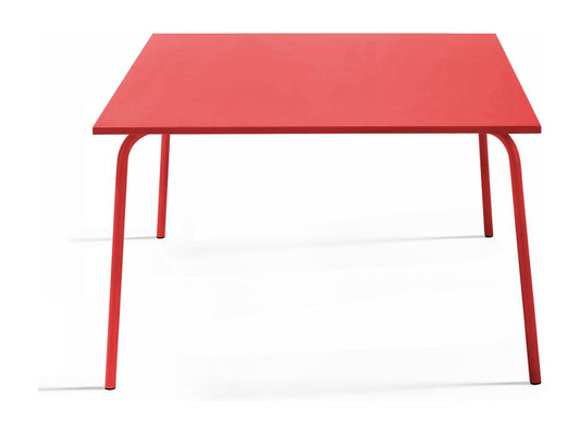 Ensemble table de jardin carrée et 8 fauteuils en métal rouge - Laviecasa WJCN75567