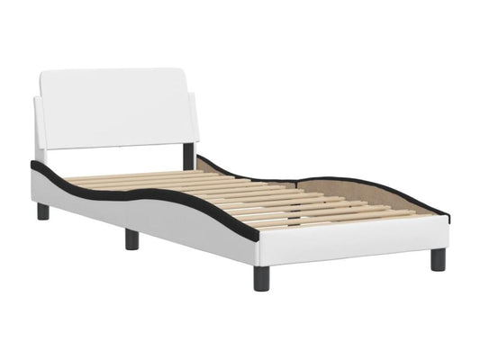 Lit avec matelas blanc et noir 90x190 cm similicuir CJVS45900
