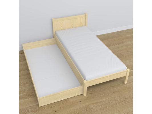 Single wooden bed - with drawer N02 Light Pine 90x180