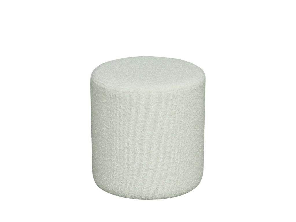 Meublori - Pouf rond en tissu bouclette 34cm - Blanc