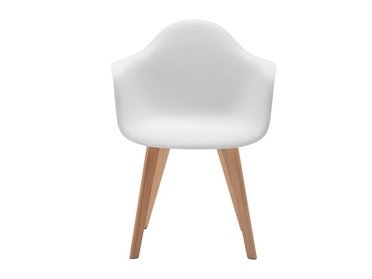Lot de 6 chaises avec accoudoirs VIXI - Polypropylène et Hêtre - Blanc