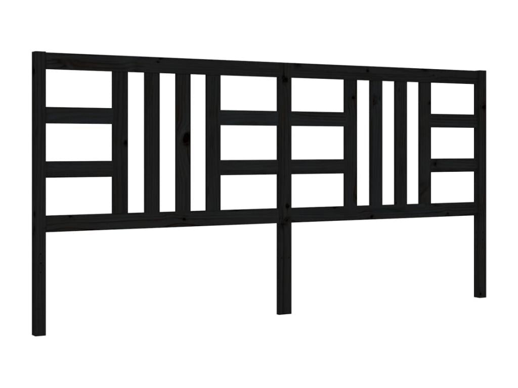 Cadre de lit avec tête de lit noir 200x200 bois massif
