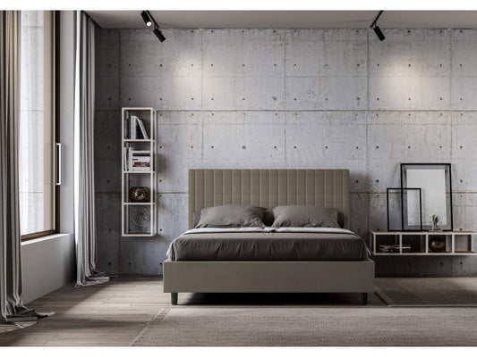 Sunny cappuccino faux leather double bed with upholstered storage, 160x200cm