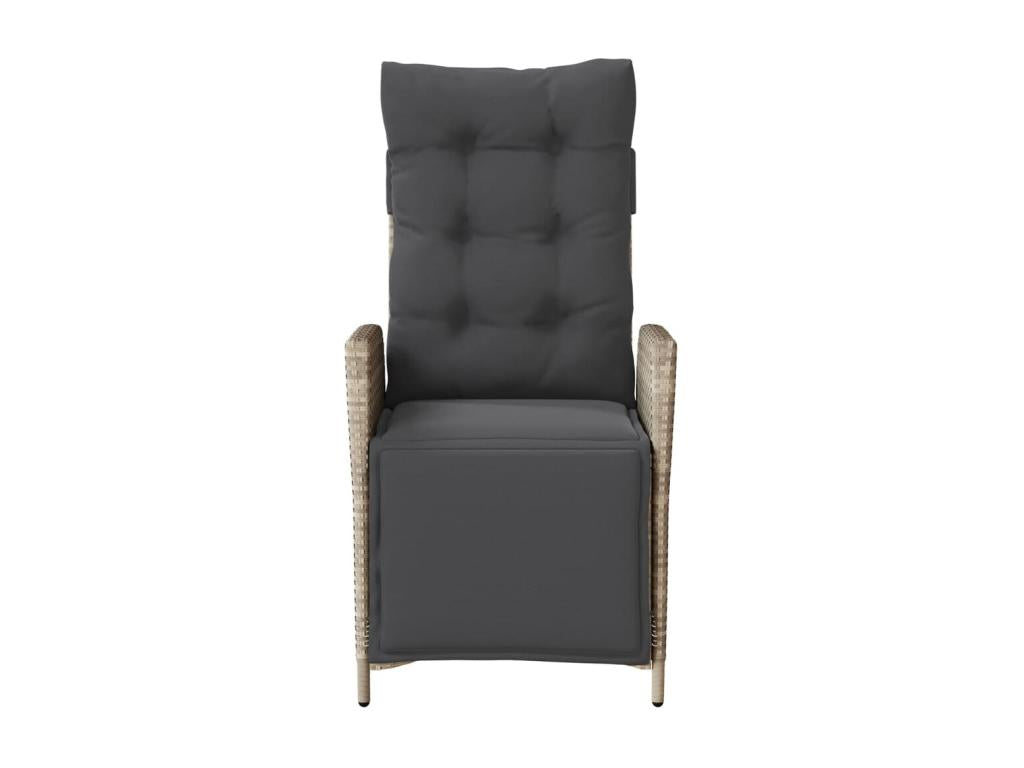 Chaise inclinable de jardin avec repose-pied gris clair rotin