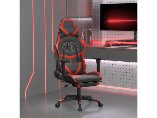 Chaise de jeu de massage avec repose-pied Noir/Rouge Similicuir