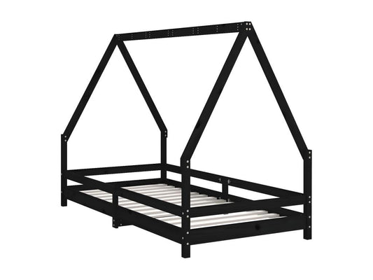 Cadre de lit pour enfants noir 90x190 cm bois de pin massif