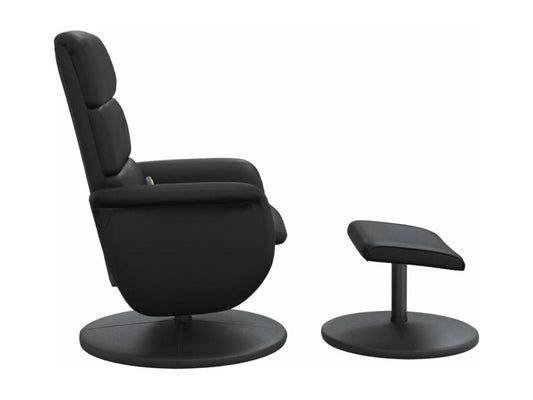 Fauteuil inclinable massant avec repose-pied noir similicuir