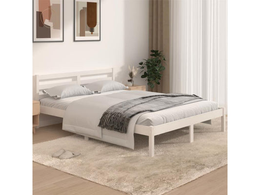 Cadre de lit Bois massif de pin 140x190 cm Blanc