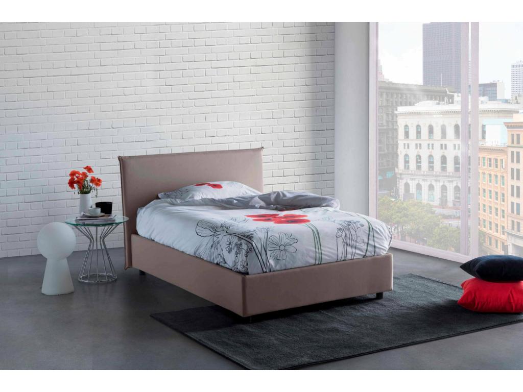 Lit double Meublori lit coffre avec revêtement en tissu Made in Italy ouverture frontale avec matelas 120x200 cm inclus gris tourterelle