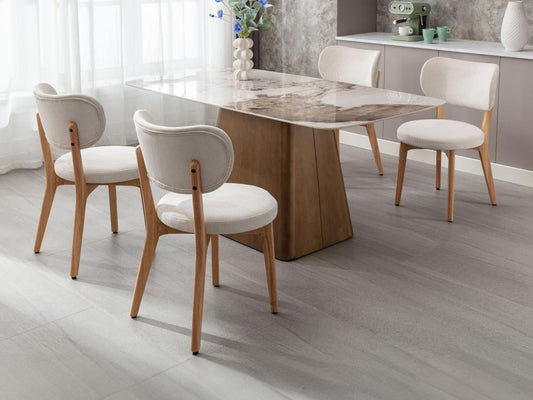 Lot de 2 chaises en velours côtelé et bois d'hévéa - Blanc - Meublori