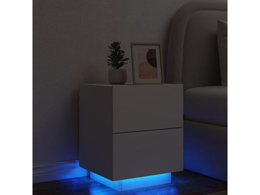 Armoire de chevet avec Meublorières LED blanc bois d'ingénierie