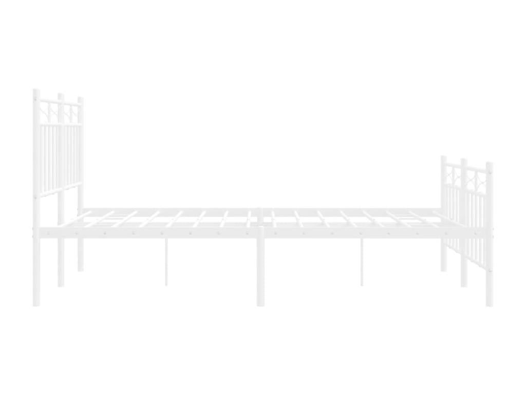 Cadre de lit métal sans matelas et pied de lit blanc 120x190 cm