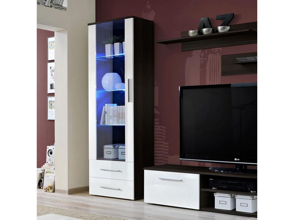 Ensemble Meuble TV / Bibliothèque Galino I Coffee 250cm Blanc / Wengé