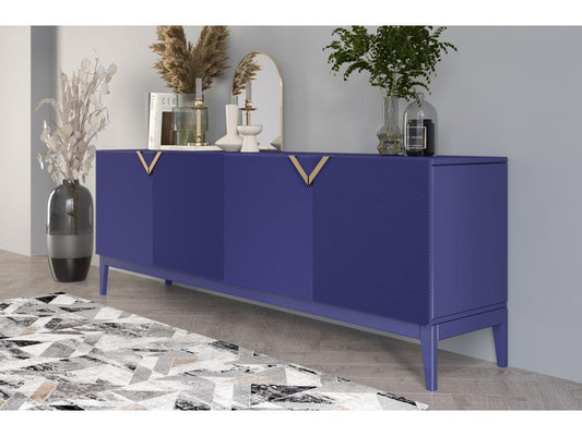 Buffet en bois DEMI LONG / bleu marine noble / 201.5 cm
