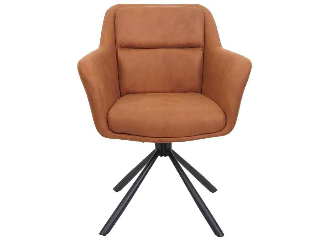 Lot de 6 chaises de salle à manger Meublori-K33 - chaise de cuisine - pivotante Auto-Position - tissu/textile - aspect daim marron