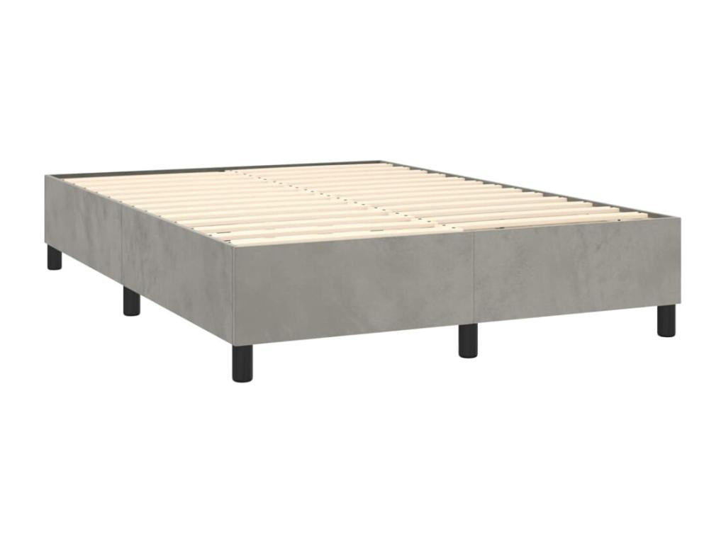 Lit à sommier tapissier et matelas Gris clair 140x190cm Velours YKKV79685