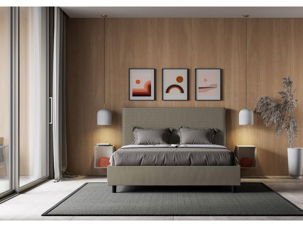 Lit coffre rembourrée 160x210 similicuir cappuccino Meublori