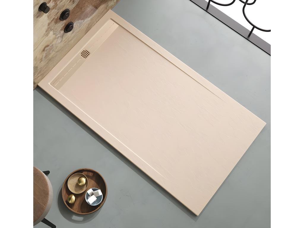 Receveur de douche Crème finition Ardoise Meublori CACH grille de couleur - 150x80 cm