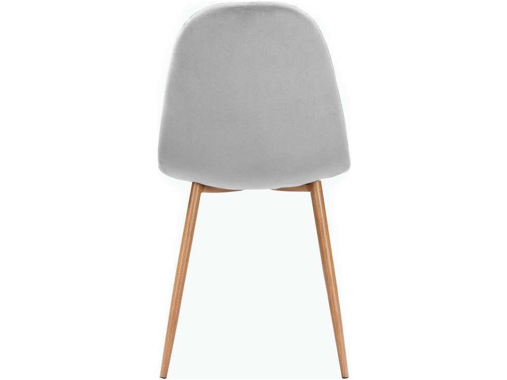Meublori - Lot de 2 chaises de salle à manger en velours gris et pieds chêne