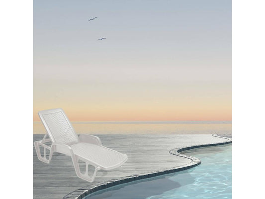 Chaise longue Laviecasa Chaise longue de jardin réglable avec accoudoirs Chaise longue d'extérieur Made in Italy 192x71h100 cm Blanc FEKS64190